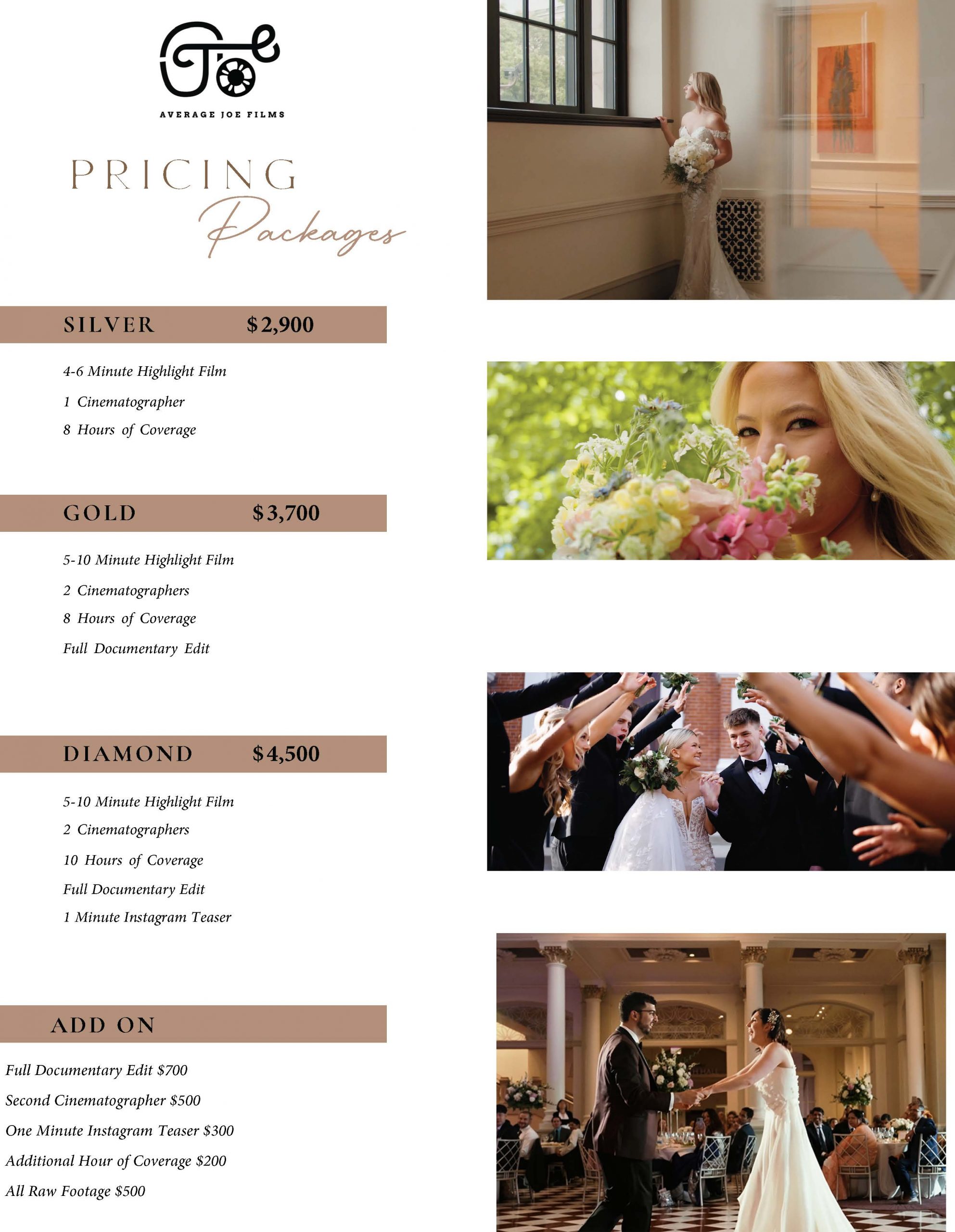 Average Joe films 2026 Price sheet